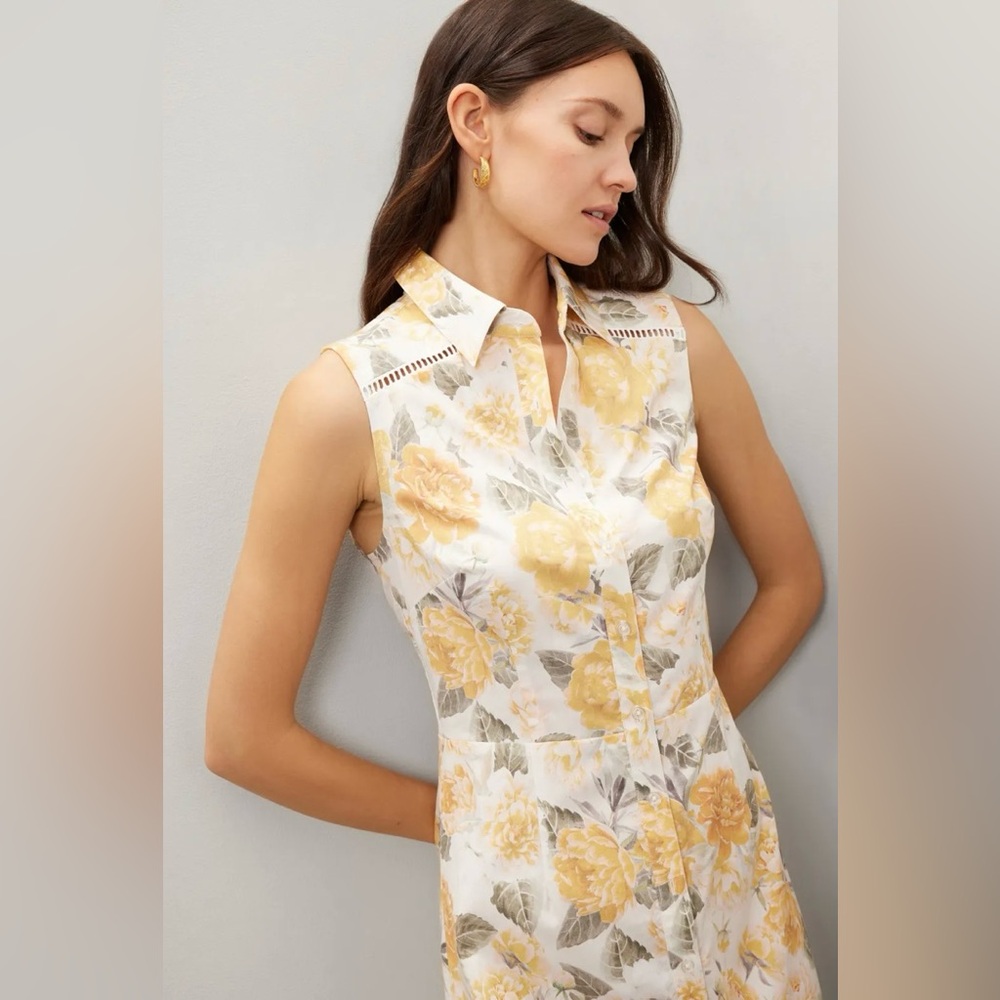 NWT Rachel Parcell Yellow Floral Midi Dress - Picture 3 of 16
